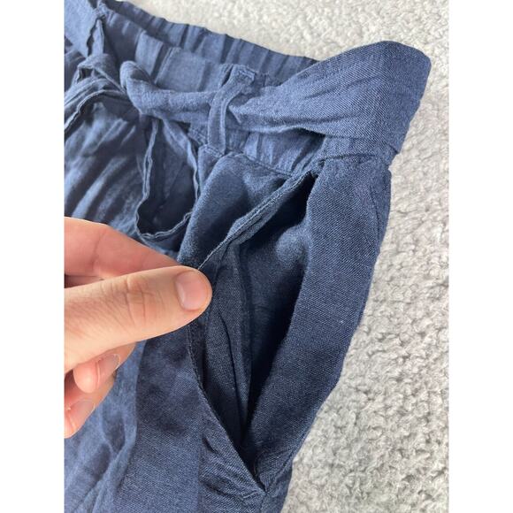 Liz Claiborne Pants Womens XS Blue Linen Blend Comfy Baggy Waist Tie Pockets - Picture 5 of 12